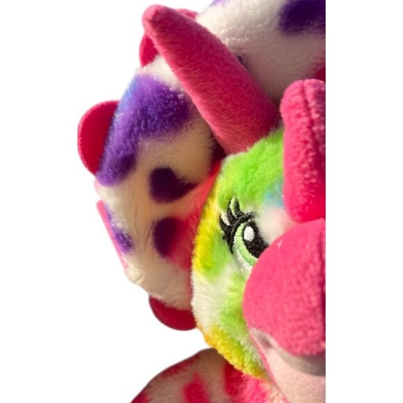 Rainbow Hearts Triceratops Dinosaur Plush Stuffed Security Support Pet Toy - Picture 7 of 16